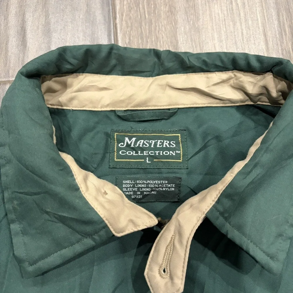 Vintage  Masters Collection Green Golf Windbreaker Jacket Large Men's Full Zip